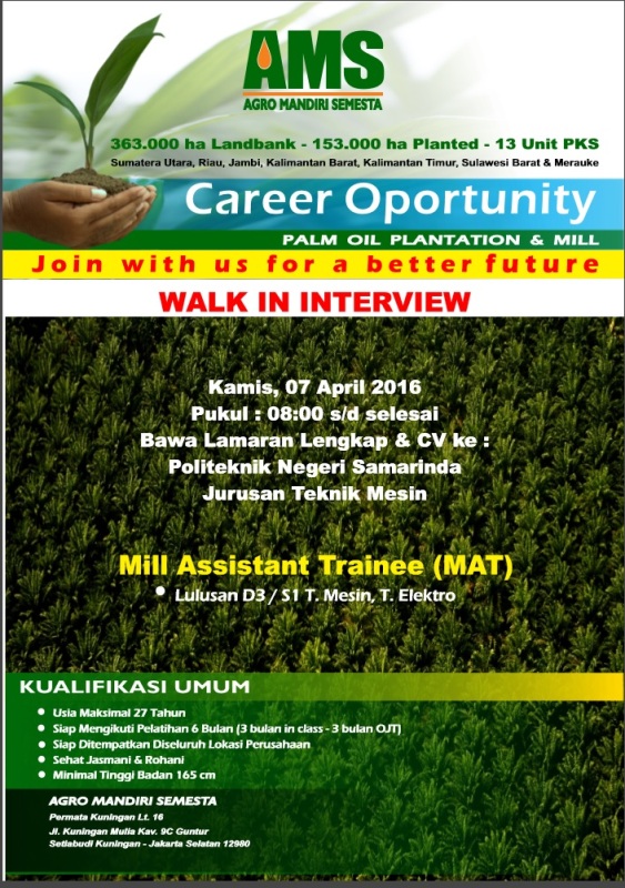 Walk In Interview PT. AMS