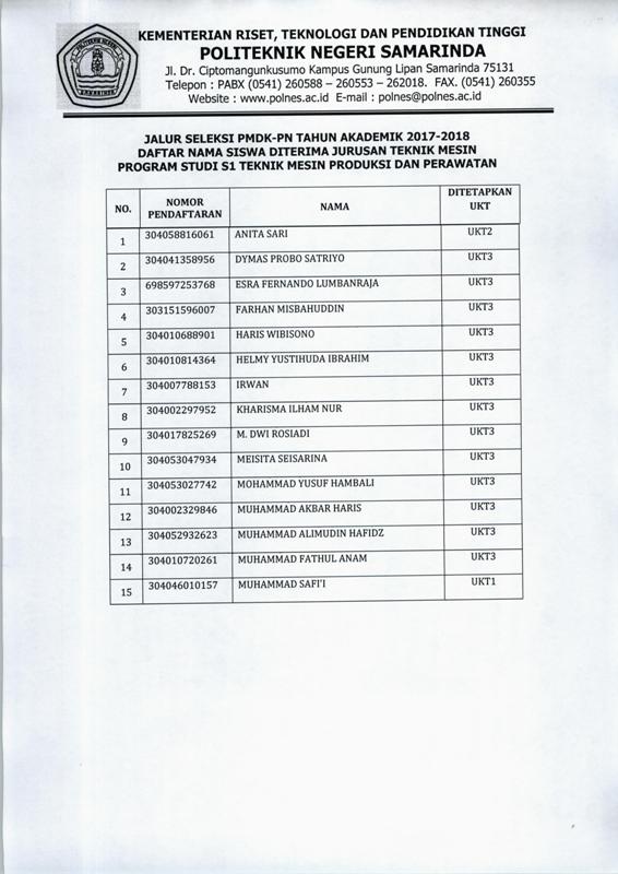 S1 Teknik Mesin - Teknik Mesin Produksi  Perawatan