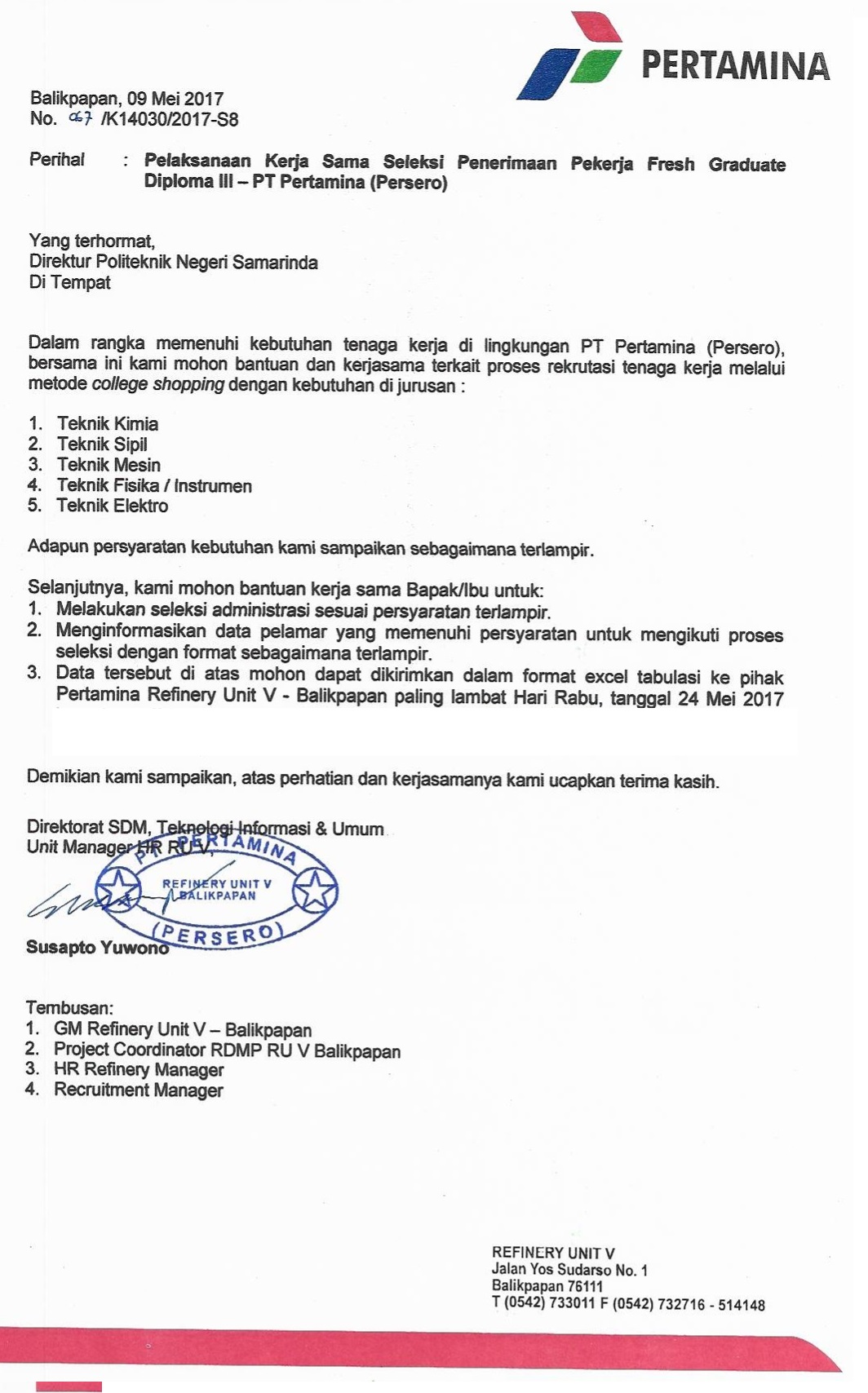 Surat ke Kampus Poltek Samarinda e1 001