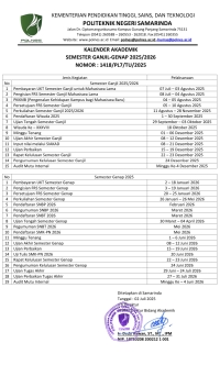 Kalender Akademik POLNES Semester Ganjil - Genap Tahun Akademik 2025-2026