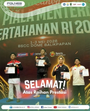 Mahasiswa Berprestasi Politeknik Negeri Samarinda! Fasha Luthfi Wimar berhasil meraih medali perunggu pada ajang Kejuaraan Karate Nasional Piala Menteri Pertahanan RI 2026