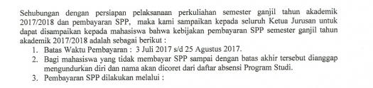 Info Penting "Pembayaran SPP Semester Ganjil 2017-2018"
