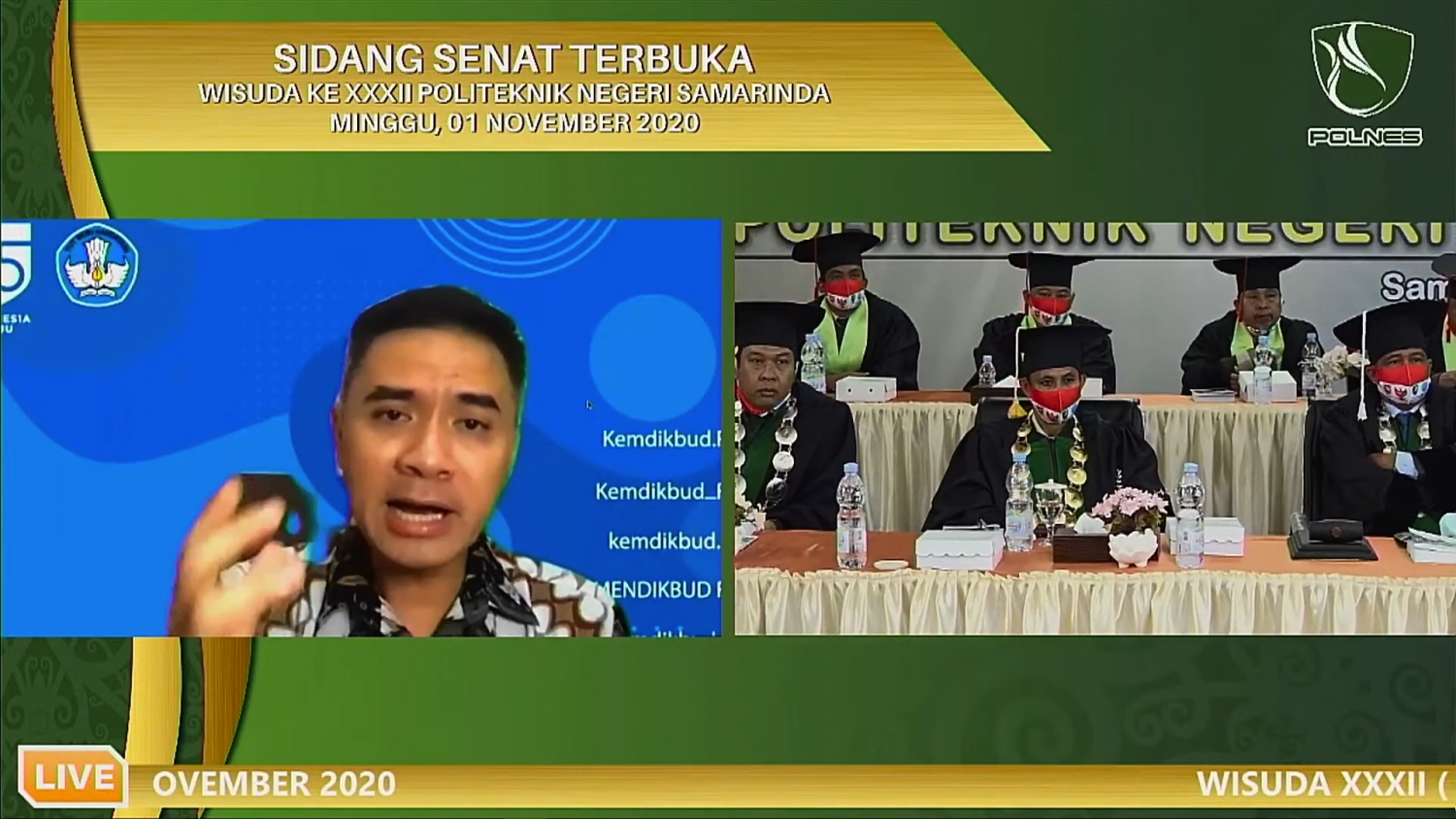 Bersama DIRJEN dan WAGUB, POLNES Me-Wisuda 1714 Mahasiswa Via DARING &quot;Bangkit Dimasa Sulit, Inovasi Dimasa Pandemi, Berkarya Untuk Negeri&quot;