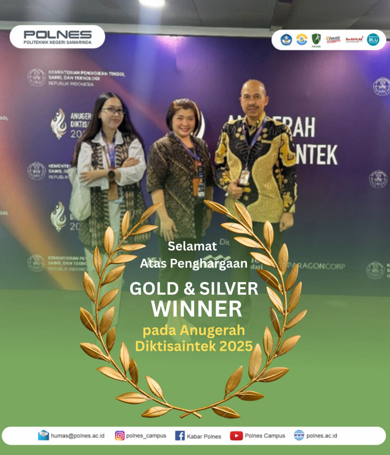 POLNES Sabet 2 Penghargaan (Gold &amp; Silver Winner) di Ajang Bergengsi Anugrah Humas Diktisaintek Tahun 2025