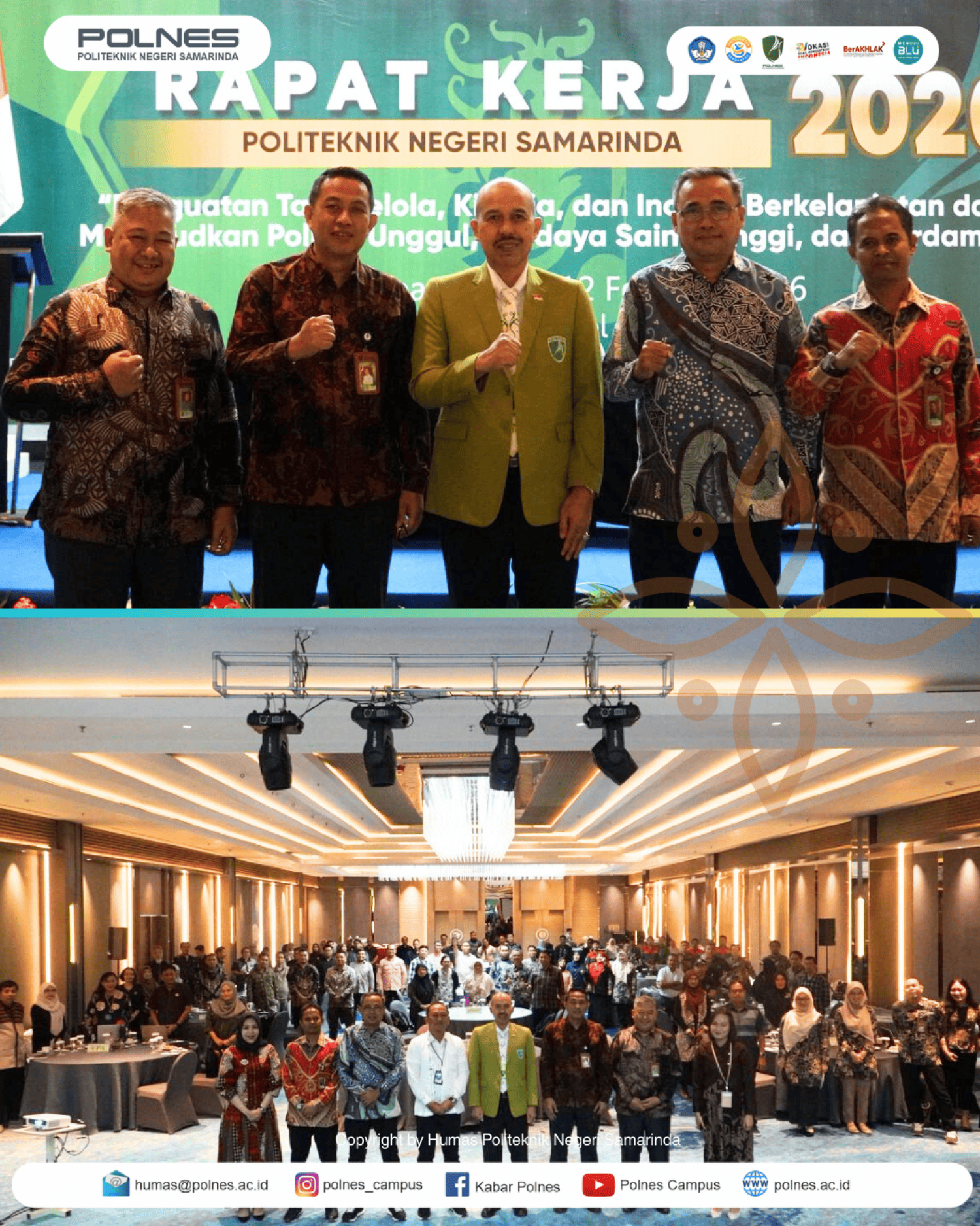 Rapat Kerja Politeknik Negeri Samarinda 2026 dengan tema "Penguatan Tata Kelola, Kinerja, dan Inovasi Berkelanjutan dalam Mewujudkan POLNES Unggul, Berdaya Saing, dan Berdampak"